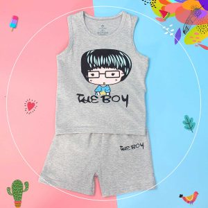 Bộ ba lỗ cho bé trai Mamago in chữ The Boy HT19 (xám) Bộ ba lỗ cho bé trai Mamago in chữ The Boy HT19 (xám)