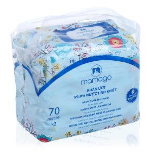 Combo 3 gói khăn ướt tinh khiết Mamago 70pcs MMG