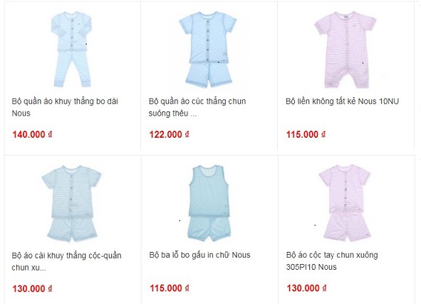 Bảng giá mua đồ sơ sinh trọn gói giá rẻ