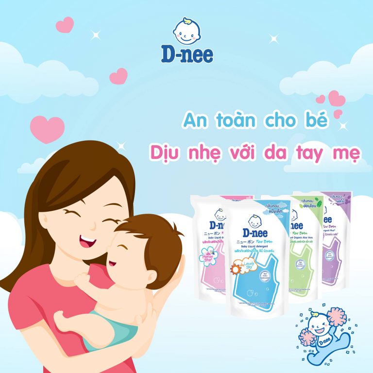 Top 4 ưu điểm vượt trội của nước giặt xả Dnee cho trẻ sơ sinh 