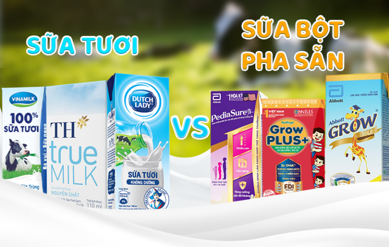 Nên cho bé sử dụng sữa tươi hay sữa bột pha sẵn?