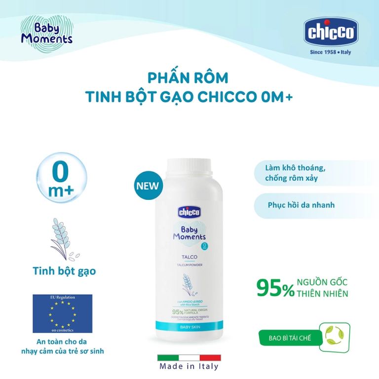 Phấn rôm tinh bột gạo Chicco có tốt không ?