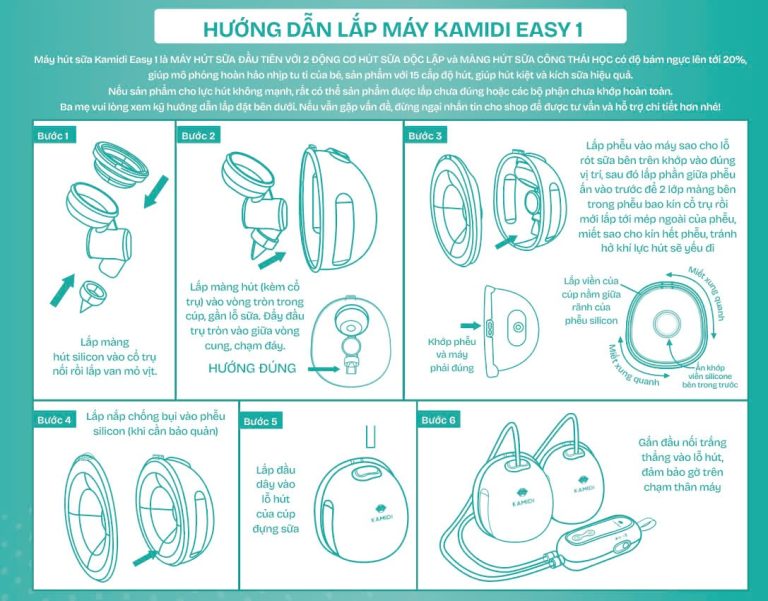 Cách lắp máy hút sữa Kamidi Easy 1 chuẩn nhất: Hướng dẫn từng bước cho mẹ