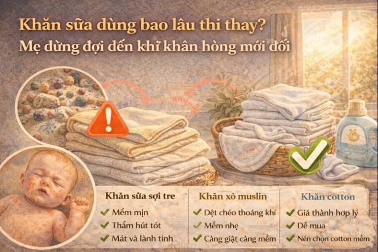 Khăn sữa dùng bao lâu thì thay? Mẹ đừng đợi đến khi khăn hỏng mới đổi