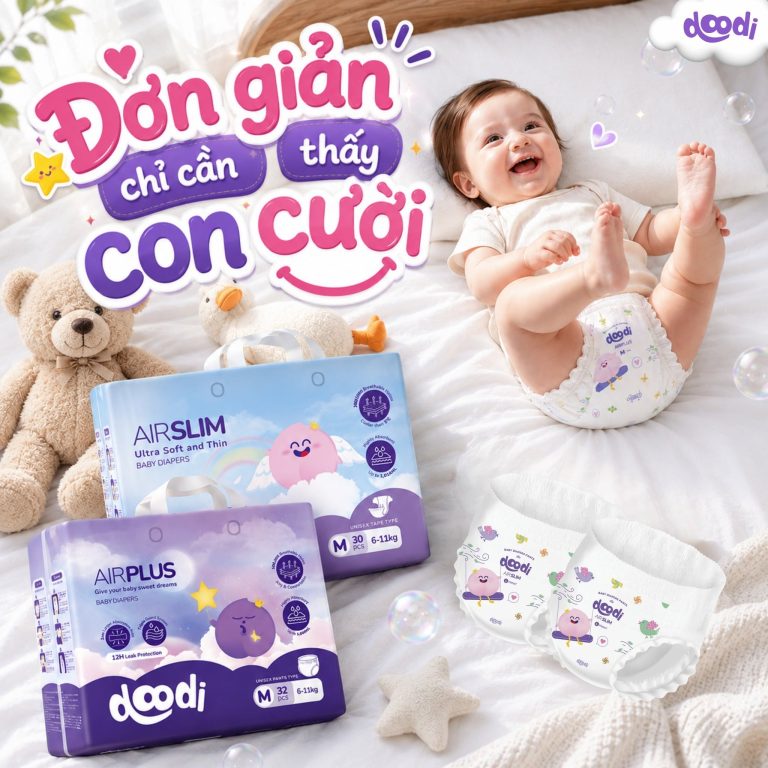 Cách chăm sóc da vùng mặc bỉm cho bé khi trời hanh khô, se lạnh